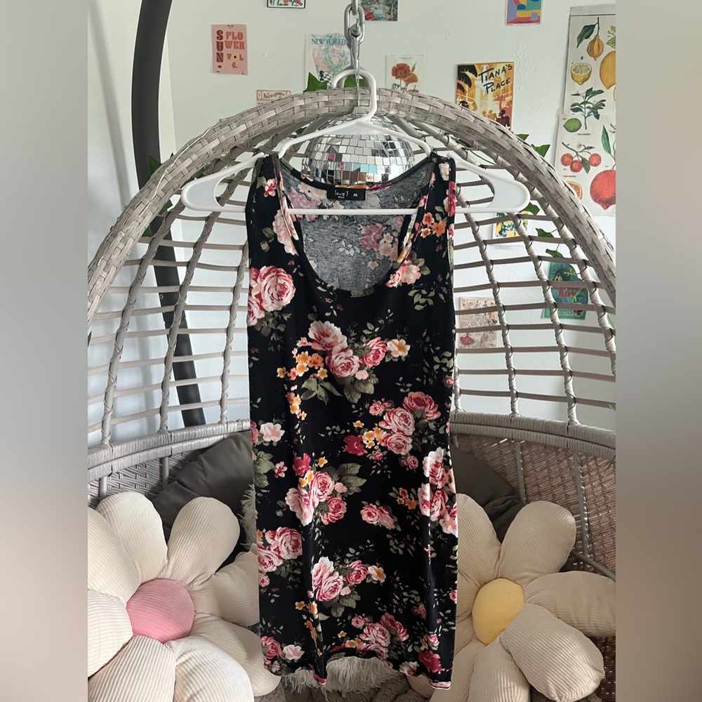 black floral mini dress